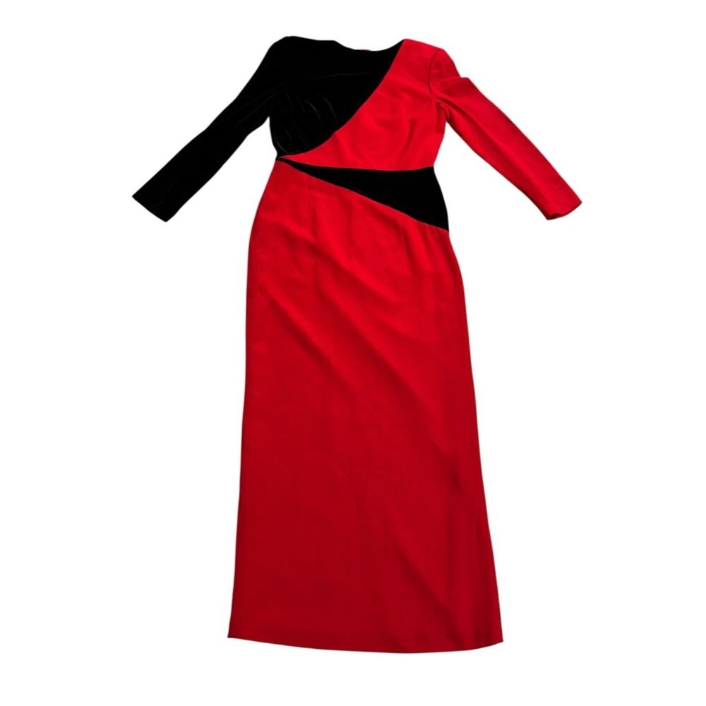 SHOMI Miller Shor Silk Asymmetrical Red‎ Black Evening Gown 10 Goth Grunge Punk